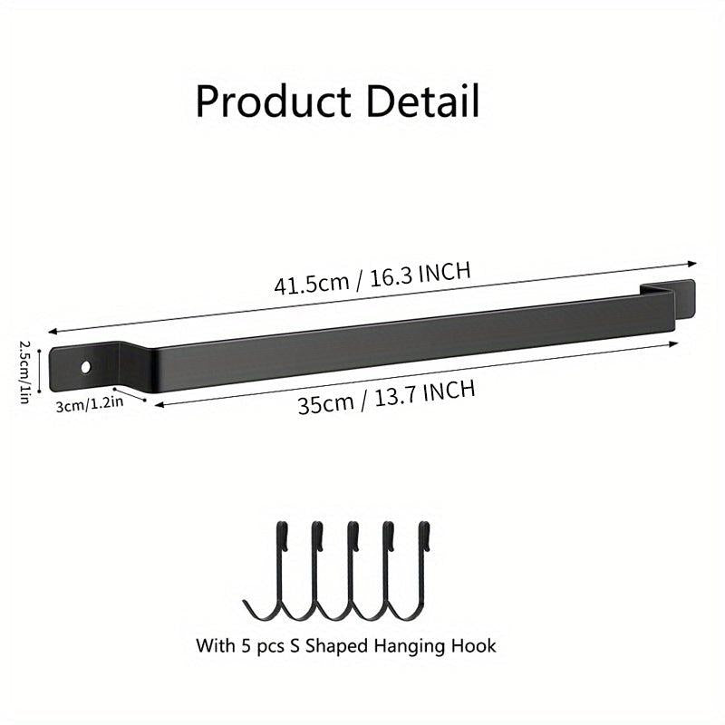 Kitchen Rail Utensil Rack With 5 Hooks Hanging Utensils Holder