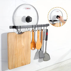 Kitchen Rail Utensil Rack With 5 Hooks Hanging Utensils Holder