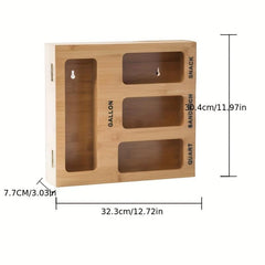 Bamboo Ziplock Bag Organizer for Kitchen Drawers