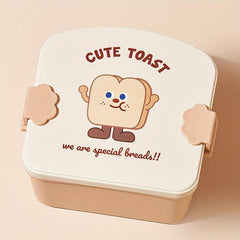 Sandwich Pattern Divided Grid Plastic Lunch Box Leakproof Food Container