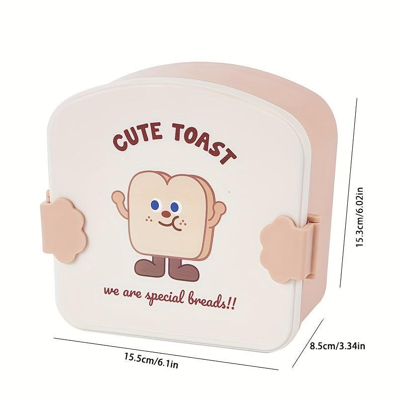 Sandwich Pattern Divided Grid Plastic Lunch Box Leakproof Food Container