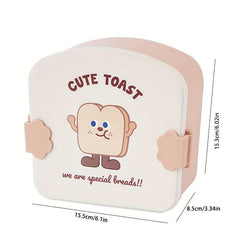 Sandwich Pattern Divided Grid Plastic Lunch Box Leakproof Food Container
