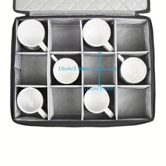 Storage Box with Dividers for Mugs and Cups - Organize Coffee Tea Glassware