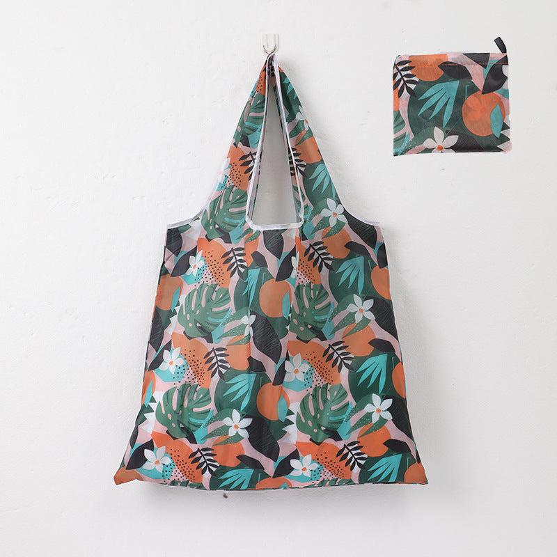 Reusable Floral Polyester Shopping Bag Machine Washable Grocery Bags