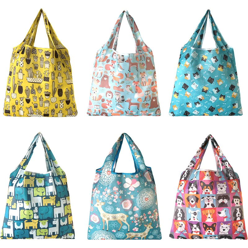 Reusable Floral Polyester Shopping Bag Machine Washable Grocery Bags