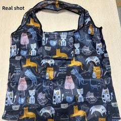 Reusable Floral Polyester Shopping Bag Machine Washable Grocery Bags