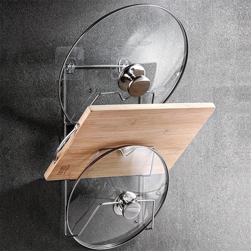 Stainless Steel Pot Cover Rack Wall Hanging Cutting Board Rack Kitchen Storage