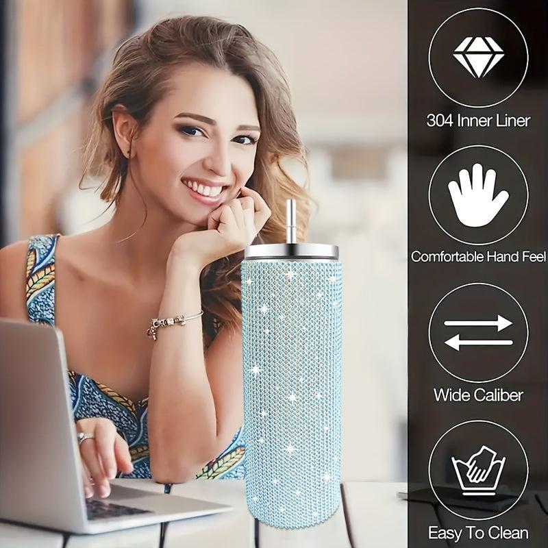 Studded Tumbler 570ml Stainless Steel Insulated Water Bottle with Lid and Straw