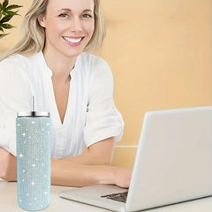 Studded Tumbler 570ml Stainless Steel Insulated Water Bottle with Lid and Straw