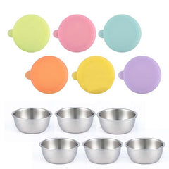 Set of 2 Stainless Steel Sauce Cups with Silicone Lid 50ML