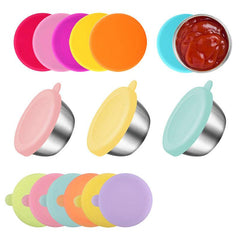 Set of 2 Stainless Steel Sauce Cups with Silicone Lid 50ML