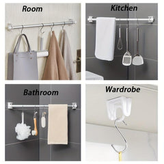 Telescopic Rotatable Ring Hooks Adhesive Sticky Hook Towel Rod F