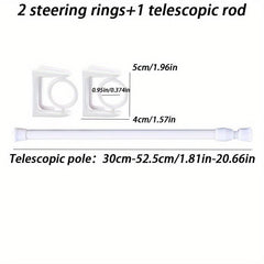 Telescopic Rotatable Ring Hooks Adhesive Sticky Hook Towel Rod F