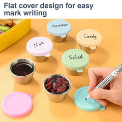 6pcs Stainless Steel Salad Dressing Containers with Leakproof Lids