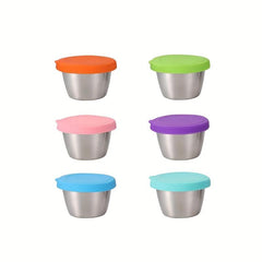 6pcs Stainless Steel Salad Dressing Containers with Leakproof Lids
