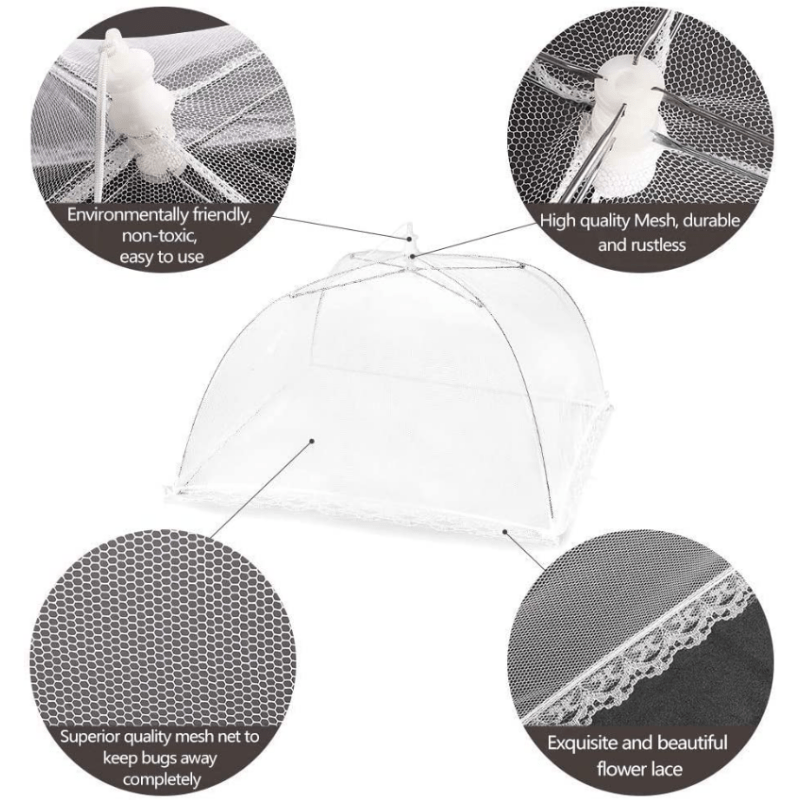 6pcs Pop Up Food Cover Tent 43x43cm Reusable Outdoor Picnic Food Mesh
