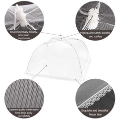6pcs Pop Up Food Cover Tent 43x43cm Reusable Outdoor Picnic Food Mesh