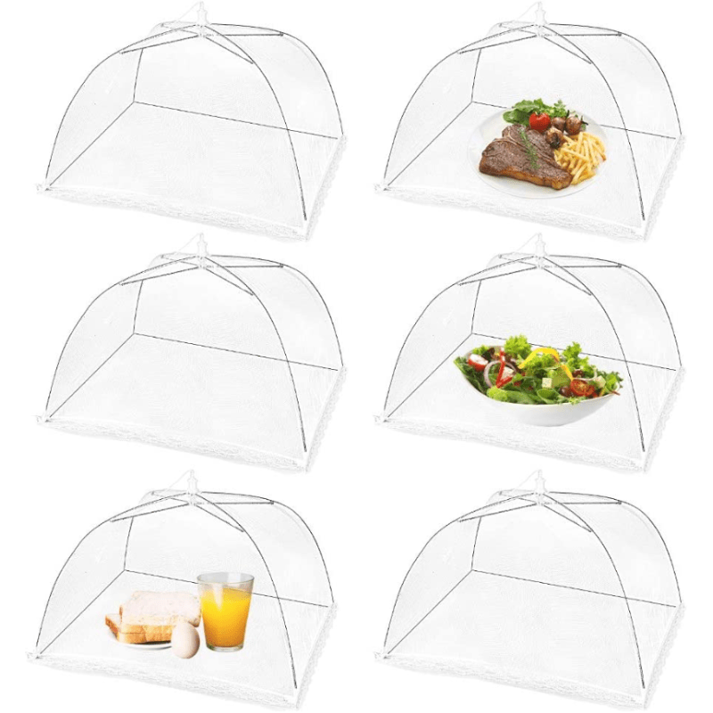 6pcs Pop Up Food Cover Tent 43x43cm Reusable Outdoor Picnic Food Mesh