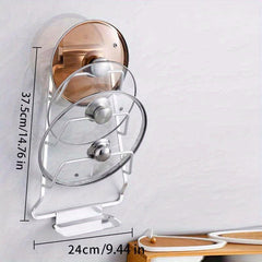 Wrought Iron Wall Mount Pot Lid Holder Tray Drip Tray Kitchen Storage Accessory