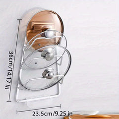Wrought Iron Wall Mount Pot Lid Holder Tray Drip Tray Kitchen Storage Accessory