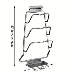 Wrought Iron Wall Mount Pot Lid Holder Tray Drip Tray Kitchen Storage Accessory