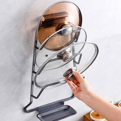 Wrought Iron Wall Mount Pot Lid Holder Tray Drip Tray Kitchen Storage Accessory