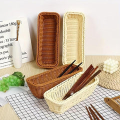 Rattan Woven Utensils Storage Basket for Home Kitchen Supplies