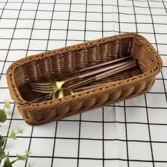 Rattan Woven Utensils Storage Basket for Home Kitchen Supplies