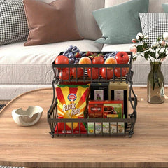 2 Layers Fruit Basket For Kitchen Countertop Vegetable Bread Basket