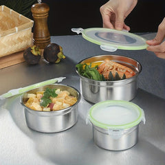 3pcs Stainless Steel Buckle Cover Freshkeeping Box