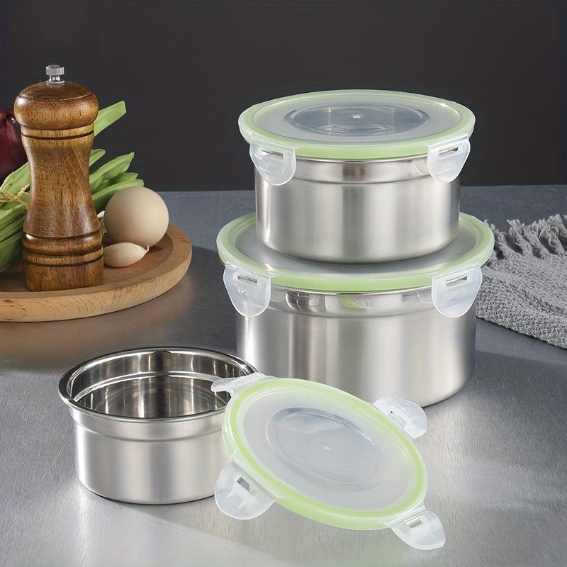 3pcs Stainless Steel Buckle Cover Freshkeeping Box