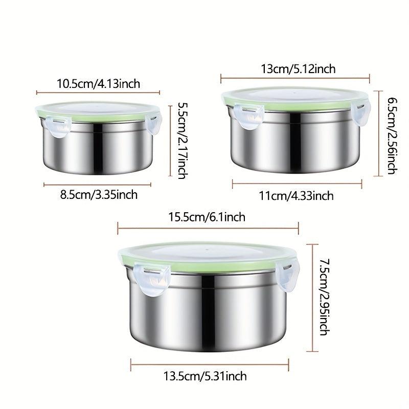 3pcs Stainless Steel Buckle Cover Freshkeeping Box