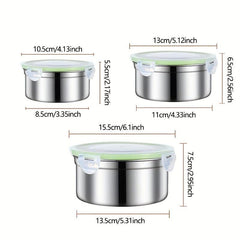 3pcs Stainless Steel Buckle Cover Freshkeeping Box