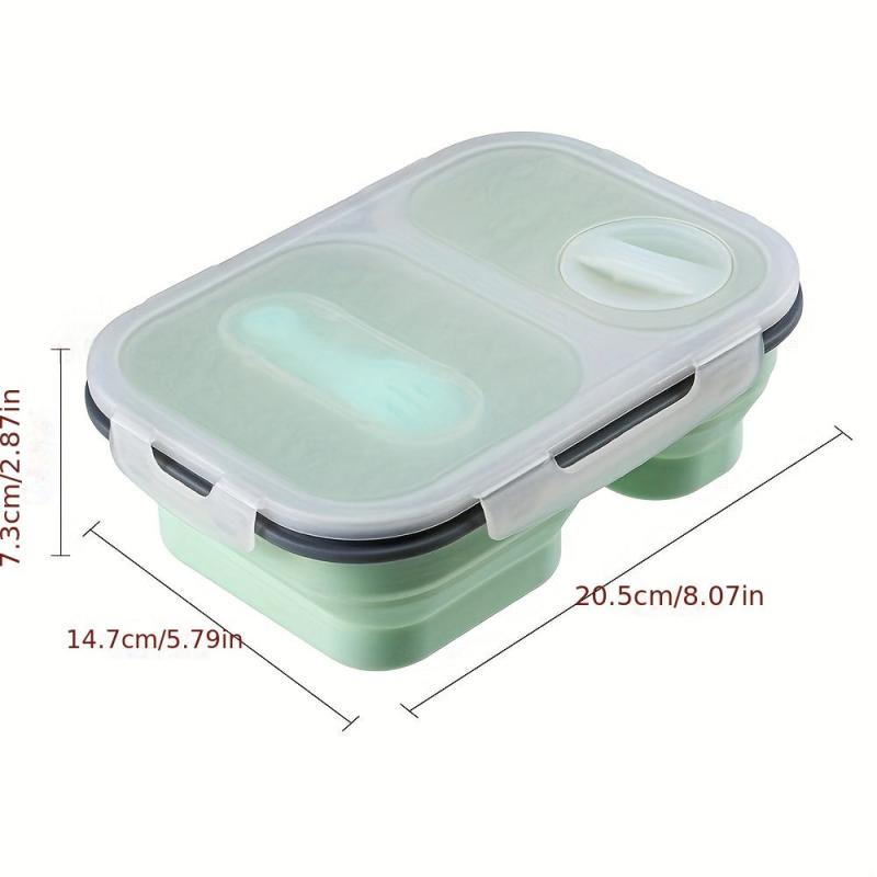 Foldable Divided Grid Lunch Box Insulated Meal Box Portable Sealed Microwave Ben