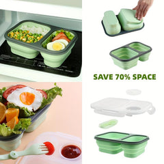 Foldable Divided Grid Lunch Box Insulated Meal Box Portable Sealed Microwave Ben