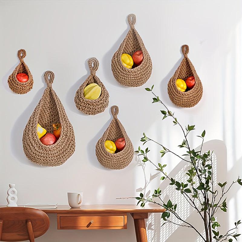 3pcs Teardrop Fruit Veg Basket Boho Style