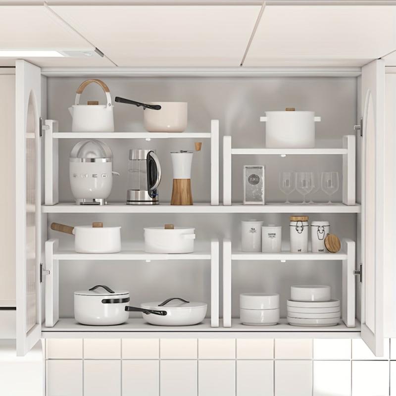 Expandable Carbon Steel Countertop Storage Rack - Kitchen and Bathroom Organizer