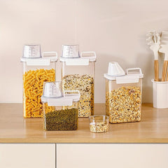Transparent PET Grains Sealed Storage Tank with Handle - Kitchen Storage