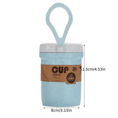 Breakfast Cup With Lid And Spoon Double Layer Oatmeal Cup Airtight Container