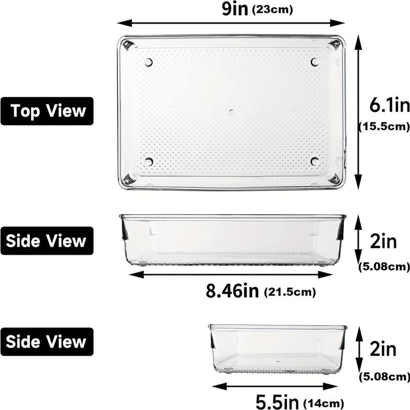 13pcs Clear Drawer Organizer Trays for Flatware Utensils Makeup