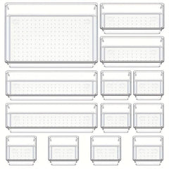 13pcs Clear Drawer Organizer Trays for Flatware Utensils Makeup