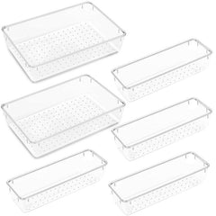 13pcs Clear Drawer Organizer Trays for Flatware Utensils Makeup