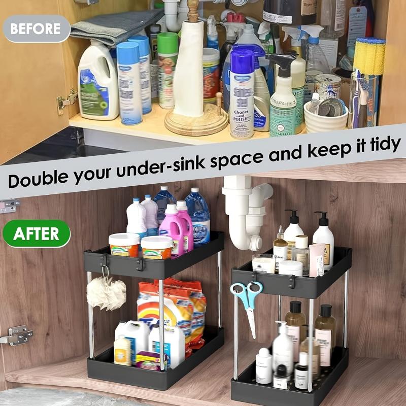 2 Tier Under Sink Storage Rack for Bathroom Household