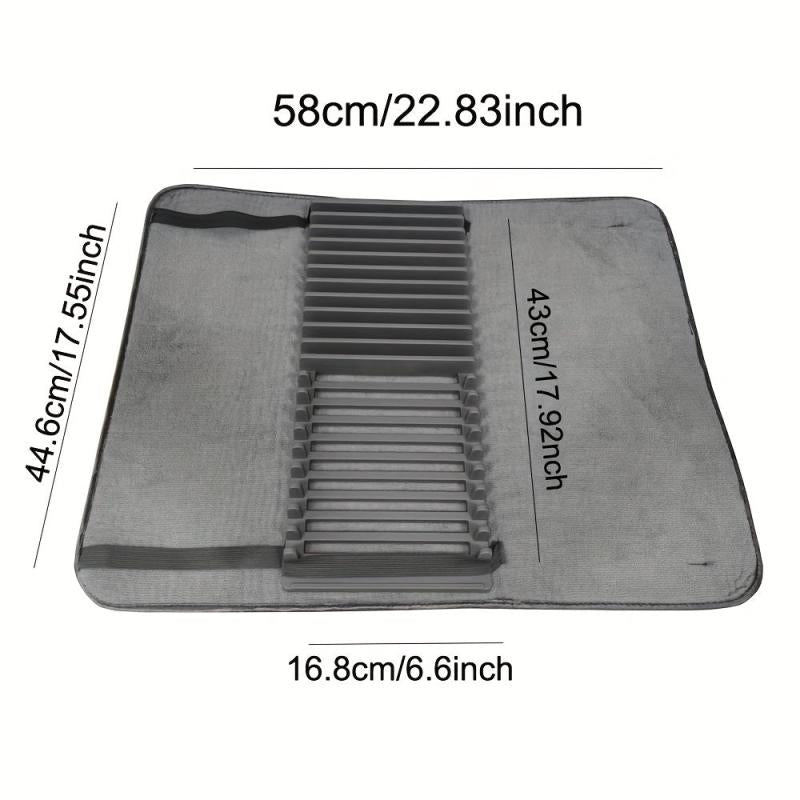 Plastic Dish Drying Rack and Microfiber Mat, Removable Cutlery Tray