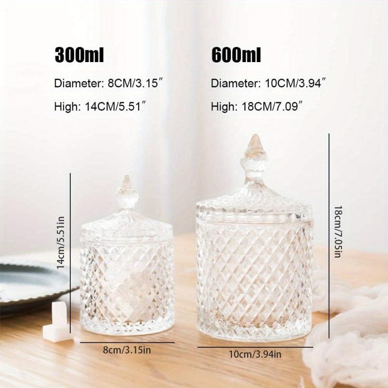 Clear Crystal Glass Candy Jar with Lid - European Style Home Ornament and Gift