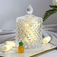 Clear Crystal Glass Candy Jar with Lid - European Style Home Ornament and Gift