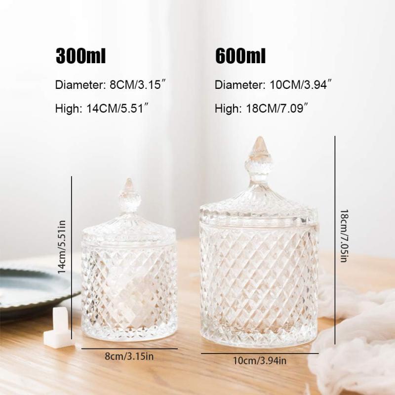 Clear Crystal Glass Candy Jar with Lid - European Style Home Ornament and Gift