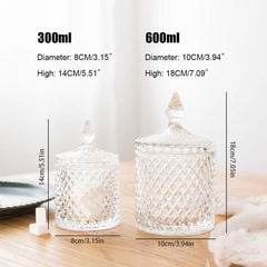 Clear Crystal Glass Candy Jar with Lid - European Style Home Ornament and Gift