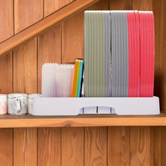 Adjustable Plastic Lid Organizer for Cabinets and Pantry Shelves