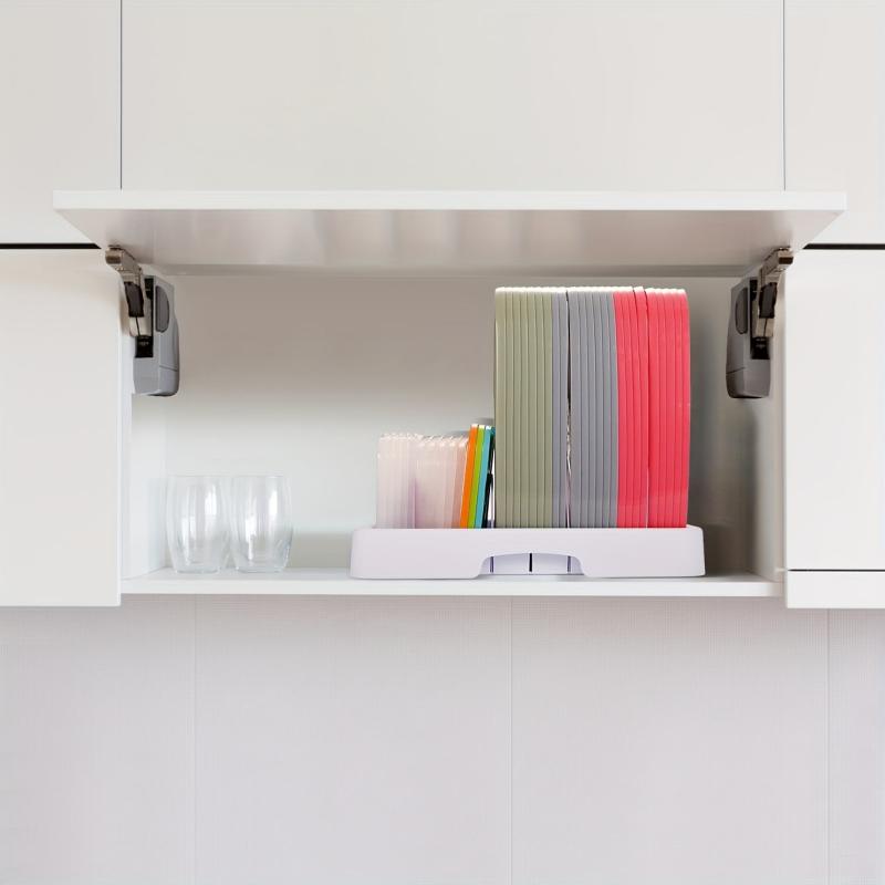 Adjustable Plastic Lid Organizer for Cabinets and Pantry Shelves